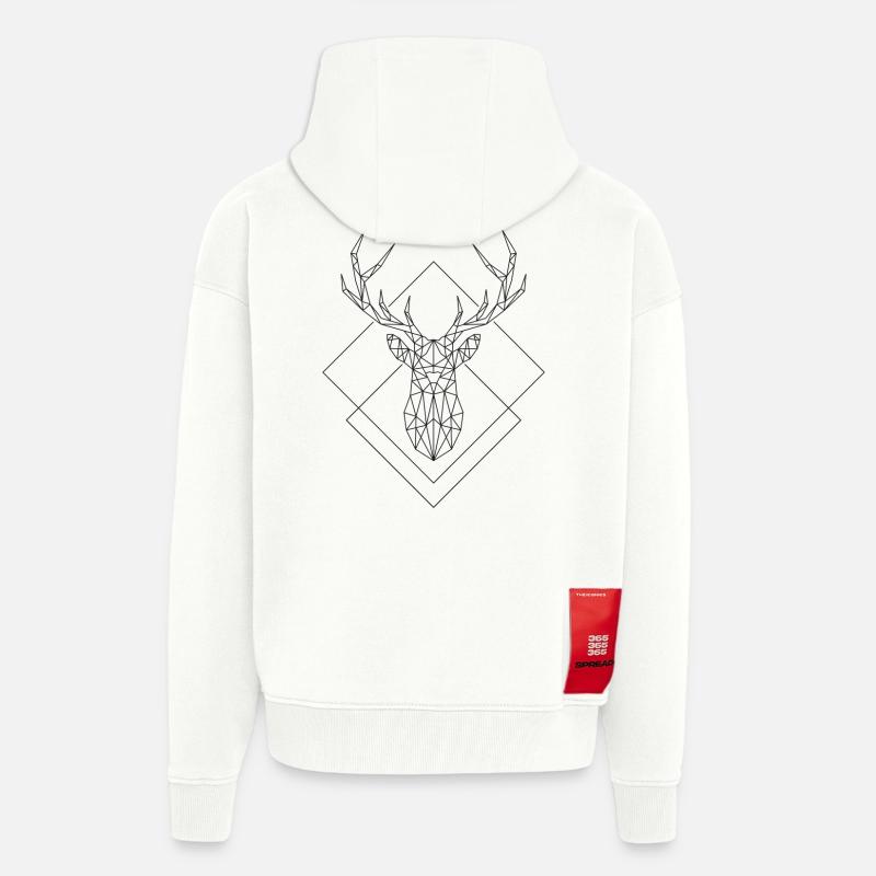 Polygon Hirsch - Zip Hoodie - made by SPREAD - OFF WHITE
