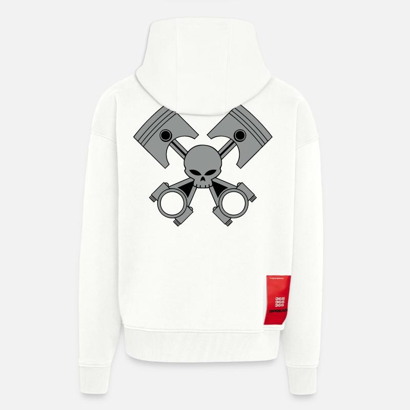 bikers engine - Veste à capuche bio épaisse oversize fabriqué en UE - OFF WHITE