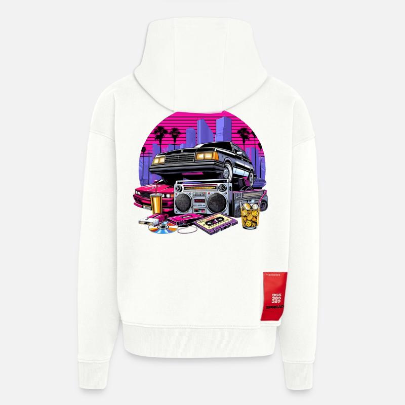 Kompaktkassette Ghettoblaster 90er Retro Geschenk - Zip Hoodie - made by SPREAD - OFF WHITE