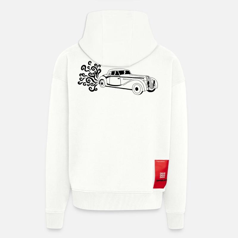 Schwarzer Oldtimer - Zip Hoodie - made by SPREAD - OFF WHITE