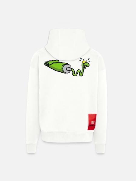 Green snake and gouache tube - Zip Hoodie - made by SPREAD - OFF WHITE