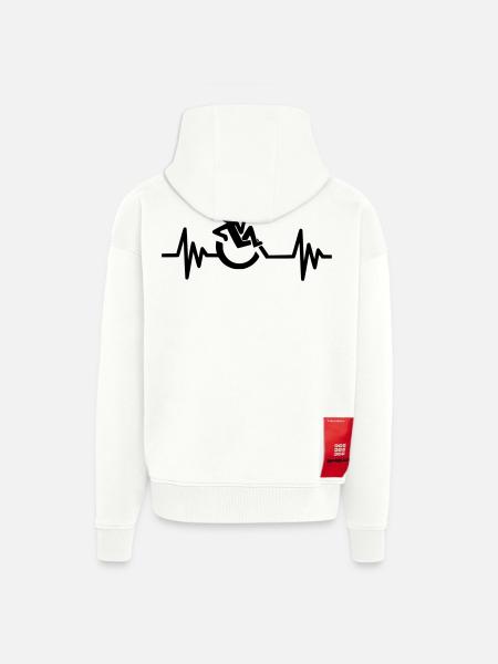 Image: wheelchair, heartbeat, relaxed # - Zip Hoodie - made by SPREAD - OFF WHITE