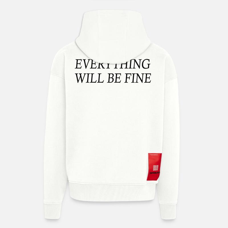 everything will be fine - Veste à capuche bio épaisse oversize fabriqué en UE - OFF WHITE