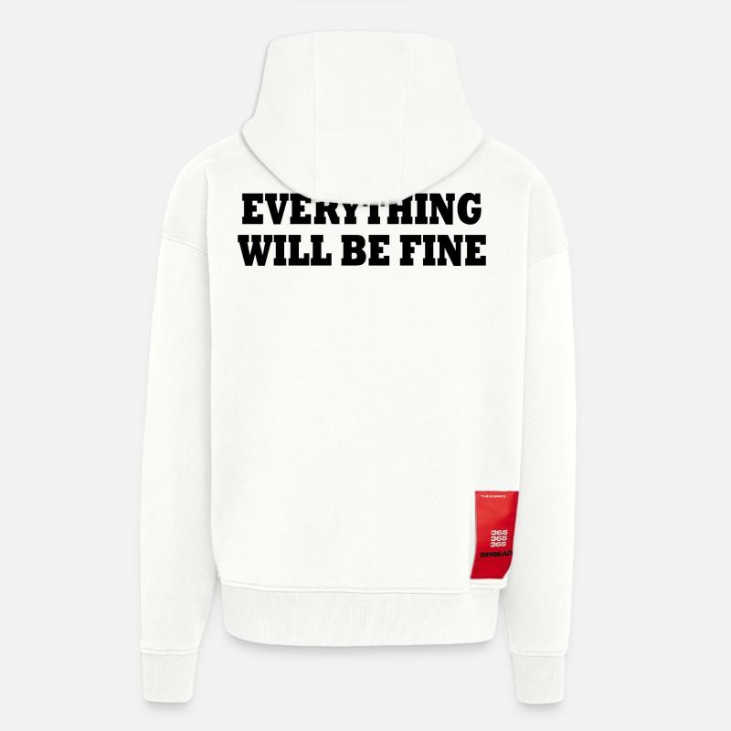 everything will be fine - Veste à capuche bio épaisse oversize fabriqué en UE - OFF WHITE