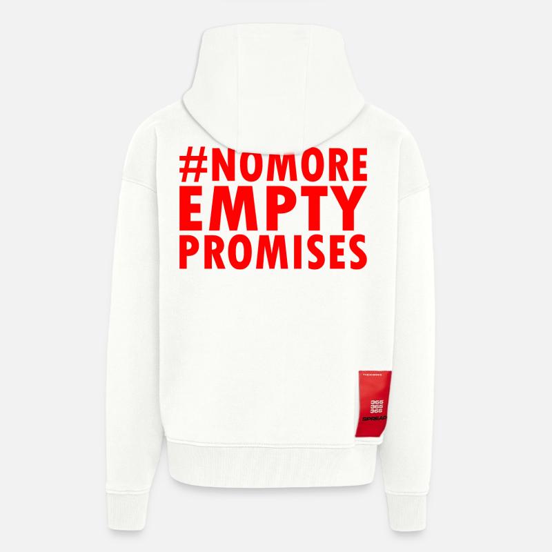 no more empty promises - Veste à capuche bio épaisse oversize fabriqué en UE - OFF WHITE