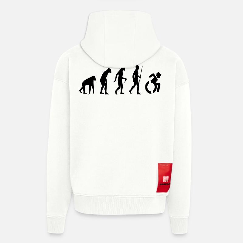Evolution Rollstuhl. Die Rollstuhl-Evolution * - Zip Hoodie - made by SPREAD - OFF WHITE