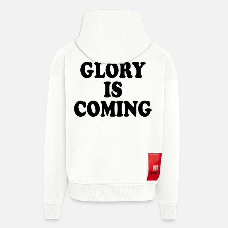 Glory is coming - Veste à capuche bio épaisse oversize fabriqué en UE - OFF WHITE