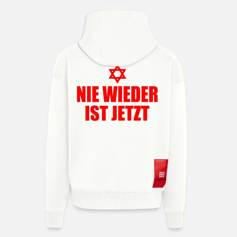 Plus jamais ça n’est maintenant - Veste à capuche bio épaisse oversize fabriqué en UE - OFF WHITE