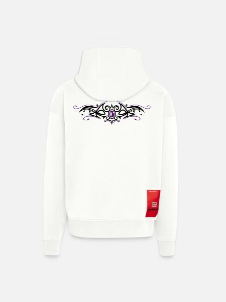 Tribal Tattoo ornament with gemstone. - Zip Hoodie - made by SPREAD - OFF WHITE