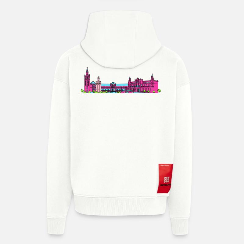 Sevillaer Stadtskyline Plaza de España Linienkunst - Zip Hoodie - made by SPREAD - OFF WHITE