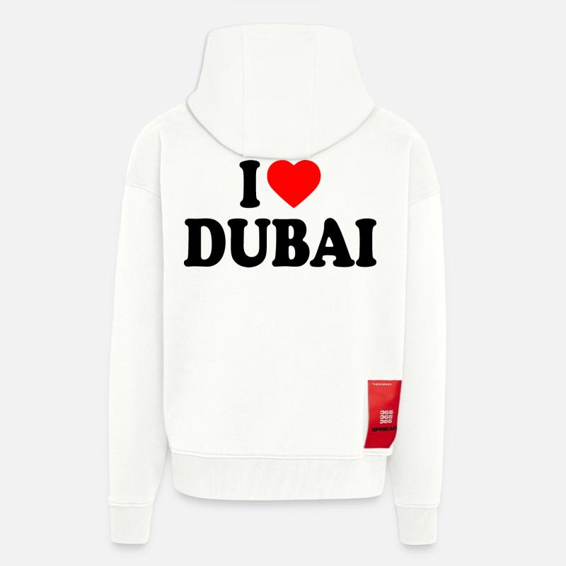 I love Dubai - Veste à capuche bio épaisse oversize fabriqué en UE - OFF WHITE