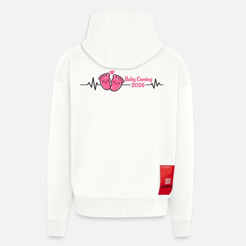 Mama 2026 Herzschlag Werdende Mutter 2026 - Zip Hoodie - made by SPREAD - OFF WHITE