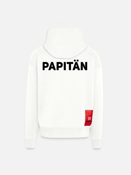 Papitän Funny Pun Capitaine Papa Ancre - Veste à capuche bio épaisse oversize fabriqué en UE - OFF WHITE