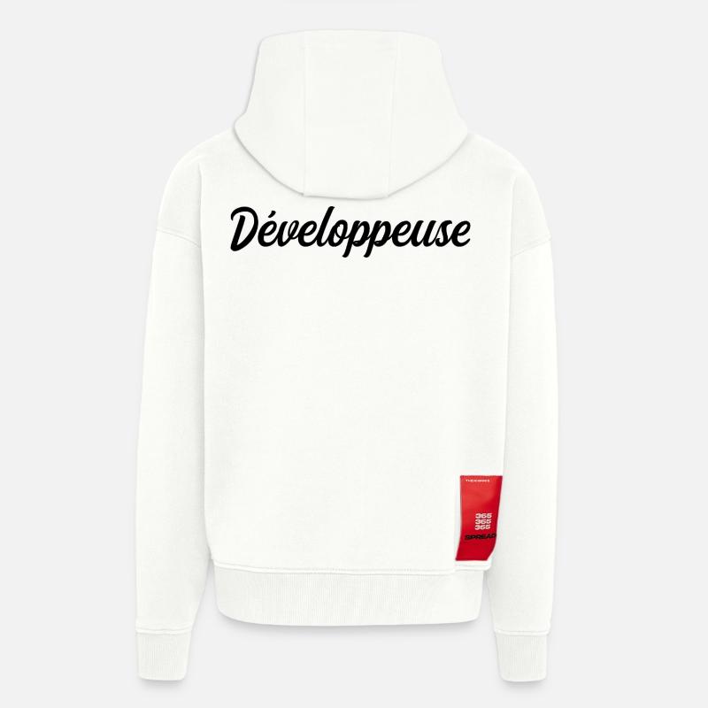 Développeuse Web Code Logiciel Application Tech - Veste à capuche bio épaisse oversize fabriqué en UE - OFF WHITE