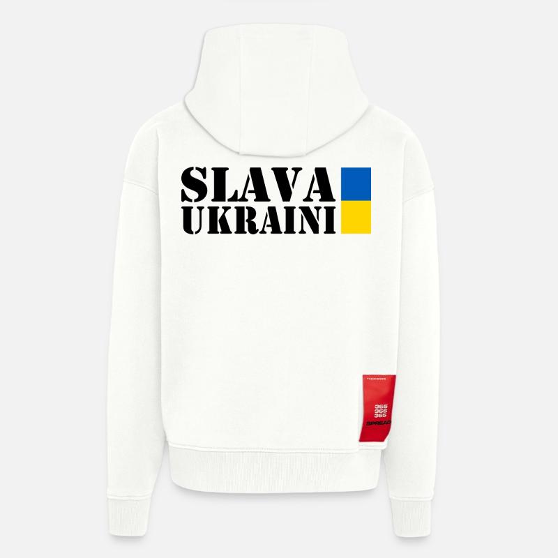 Slava ukraini - Veste à capuche bio épaisse oversize fabriqué en UE - OFF WHITE