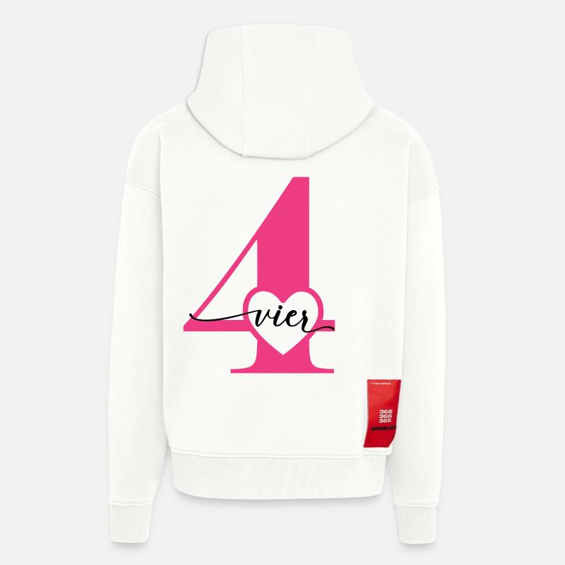 Ziffer Vier 4 mit Herz - Zip Hoodie - made by SPREAD - OFF WHITE