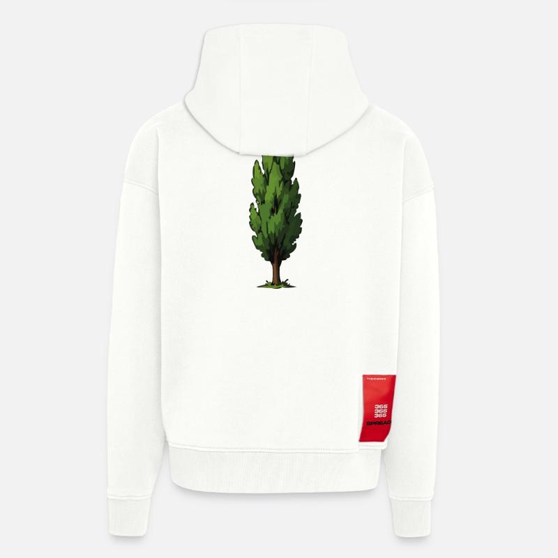 Stylized Green Tree Shape - Zip Hoodie - made by SPREAD - OFF WHITE