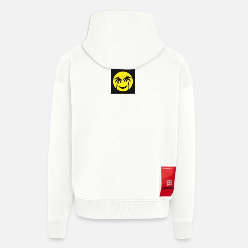 Soleil Tropical Hamac Palmier - Veste à capuche bio épaisse oversize fabriqué en UE - OFF WHITE