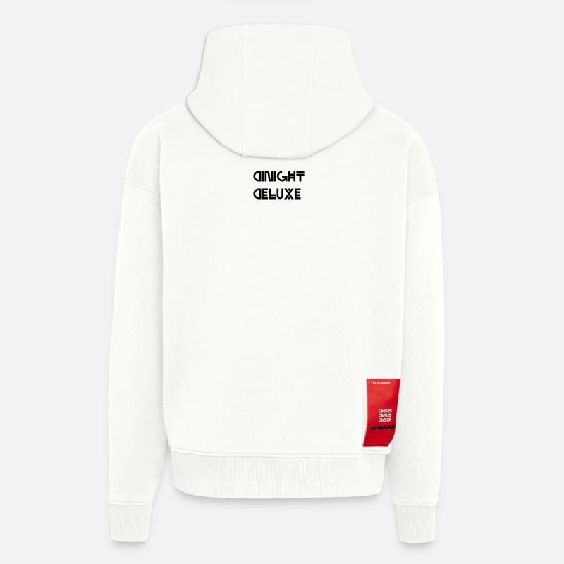 Modern Geometric Lettering - Dinight Deluxe  - Veste à capuche bio épaisse oversize fabriqué en UE - OFF WHITE