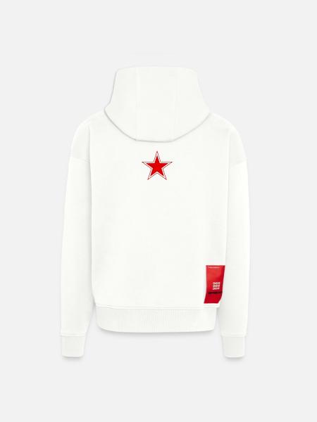 RED STAR - Zip Hoodie - made by SPREAD - OFF WHITE