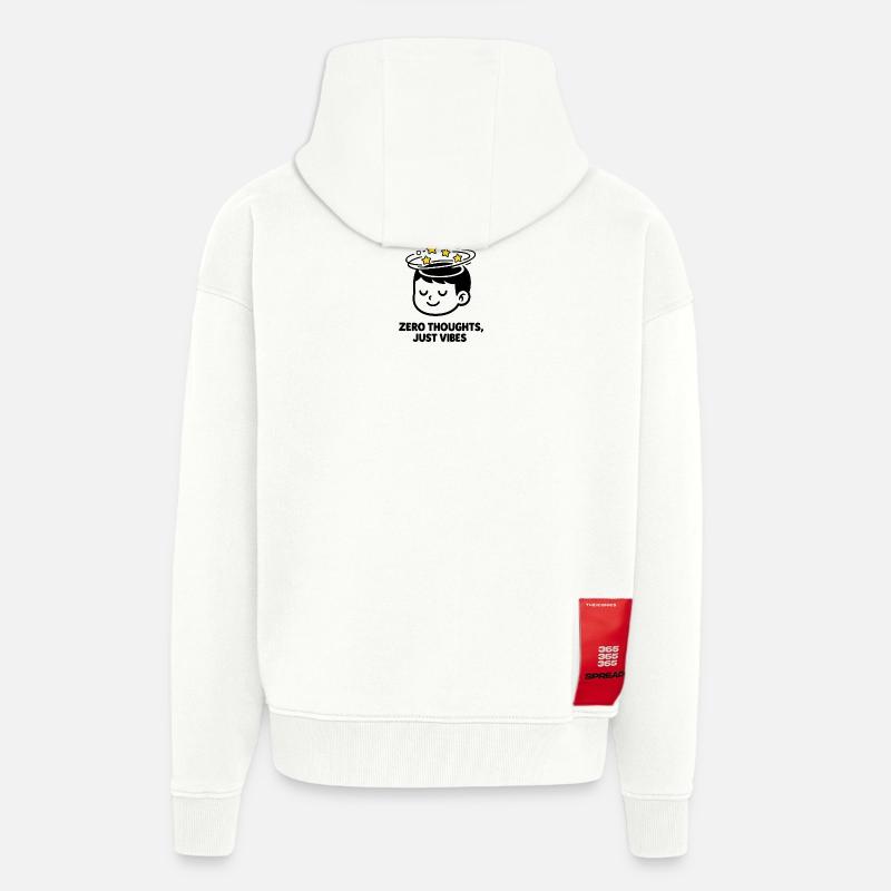 Zero Thoughts, Just Vibes - Veste à capuche bio épaisse oversize fabriqué en UE - OFF WHITE