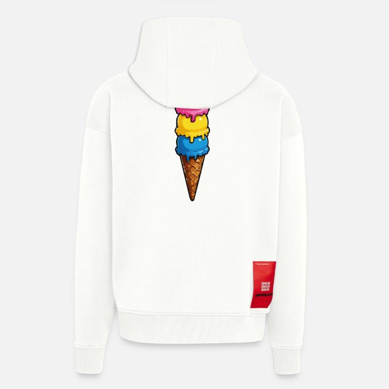 Dreifarbene Eiscreme Pyramide - Zip Hoodie - made by SPREAD - OFF WHITE