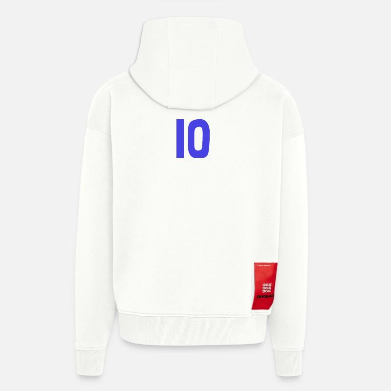 10. 10 ANS. 10e ANNIVERSAIRE. ANNIVERSAIRE 10 ANS. - Veste à capuche bio épaisse oversize fabriqué en UE - OFF WHITE