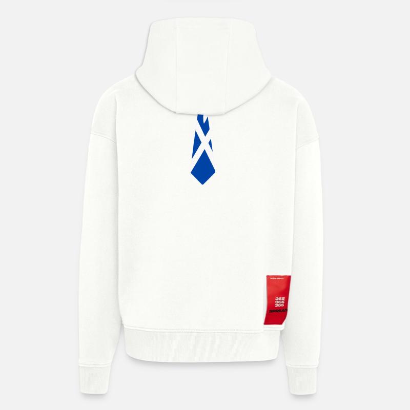 Cravate écossaise – Conception du drapeau - Veste à capuche bio épaisse oversize fabriqué en UE - OFF WHITE