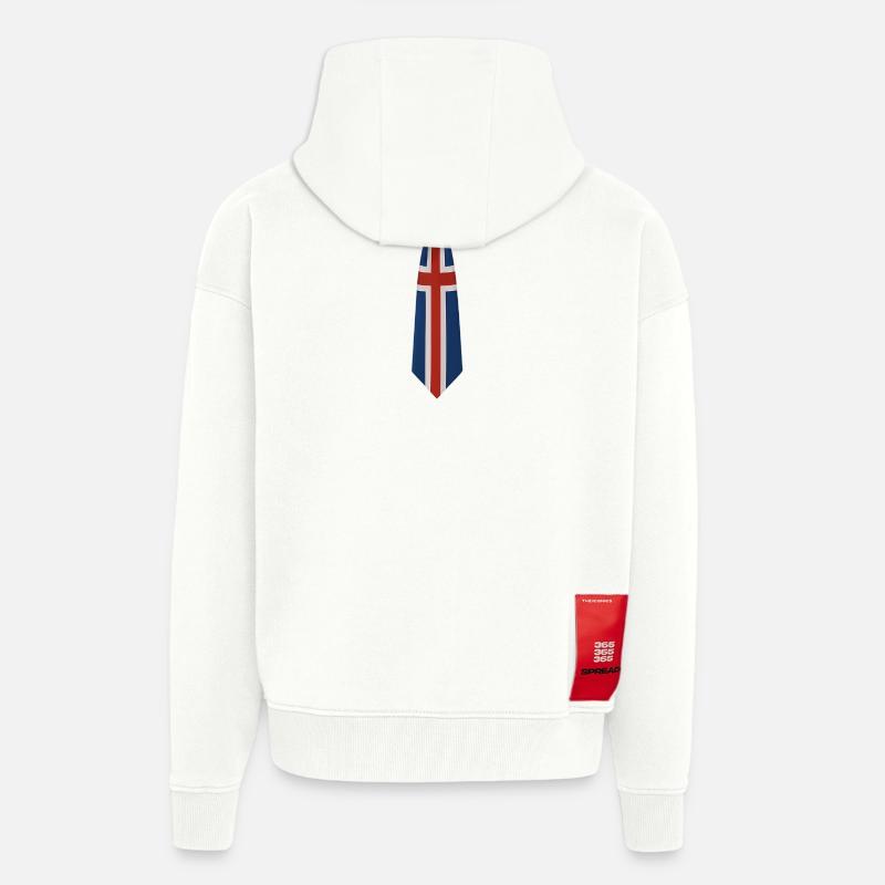 Conception de la cravate Union Jack - Veste à capuche bio épaisse oversize fabriqué en UE - OFF WHITE