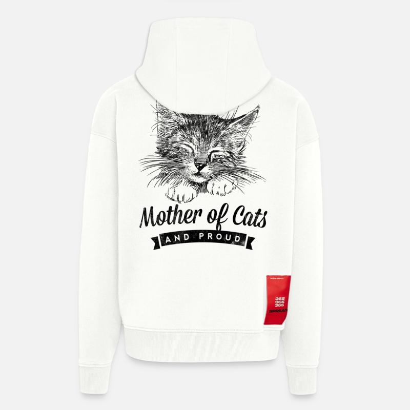 Mère de chats - Veste à capuche bio épaisse oversize fabriqué en UE - OFF WHITE