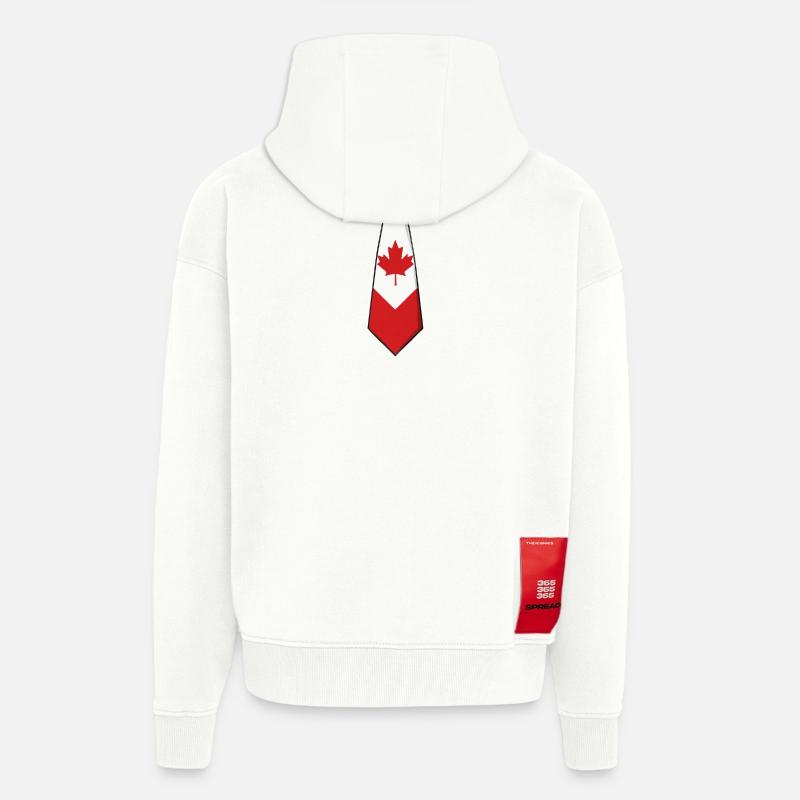 Cravate Canada – Drapeau - Veste à capuche bio épaisse oversize fabriqué en UE - OFF WHITE