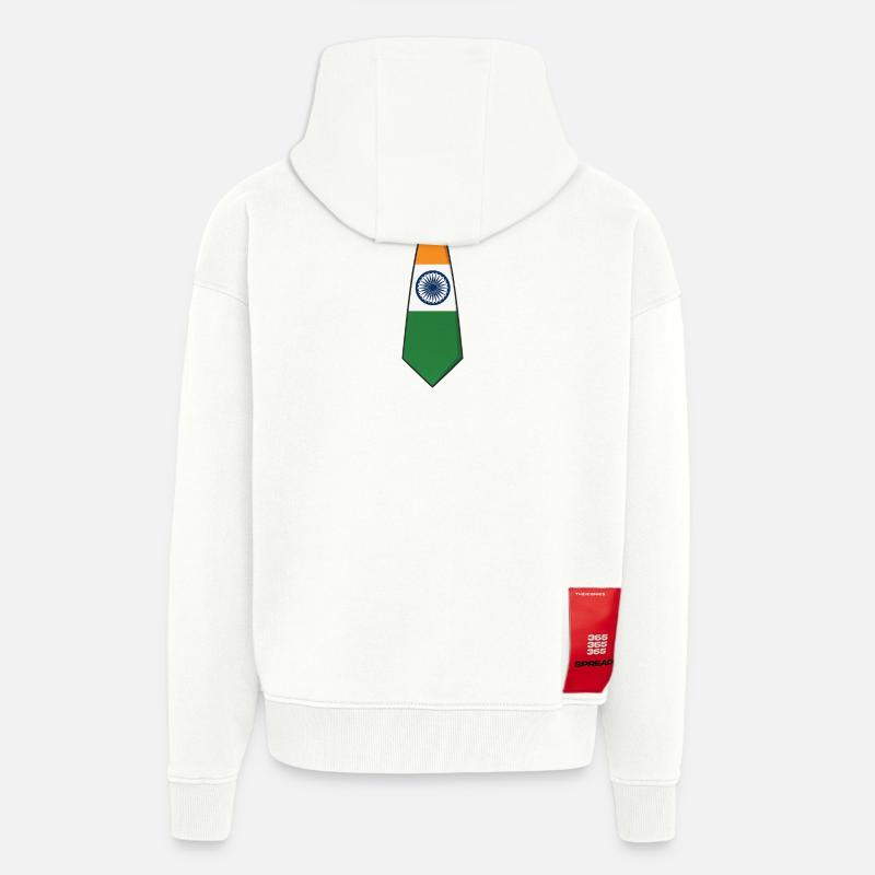 Cravate de l’Inde – Drapeau - Veste à capuche bio épaisse oversize fabriqué en UE - OFF WHITE
