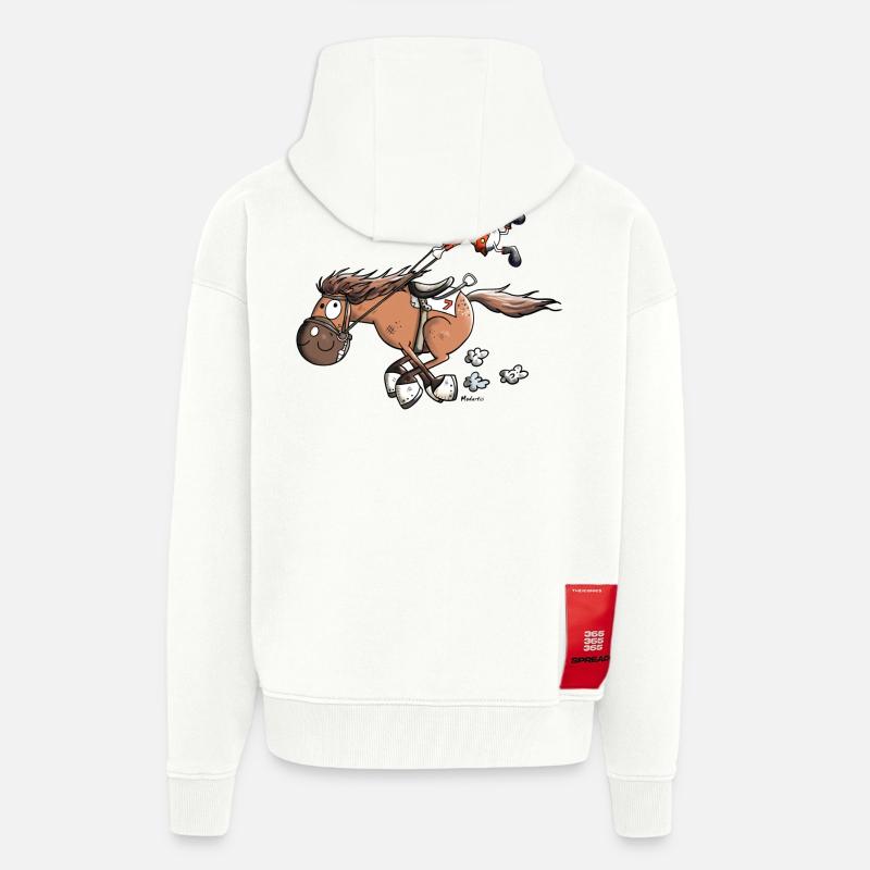 Cheval De Course Rapide - Veste à capuche bio épaisse oversize fabriqué en UE - OFF WHITE