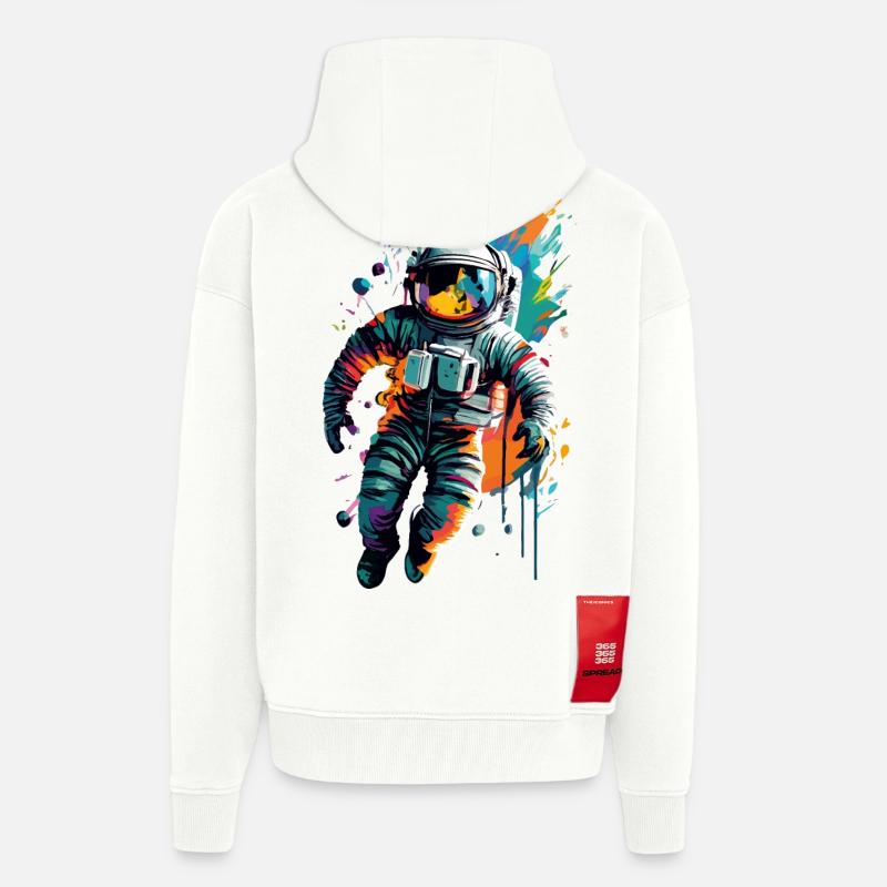 Astronaute dans l’espace spatial - Astronaut Space - Veste à capuche bio épaisse oversize fabriqué en UE - OFF WHITE