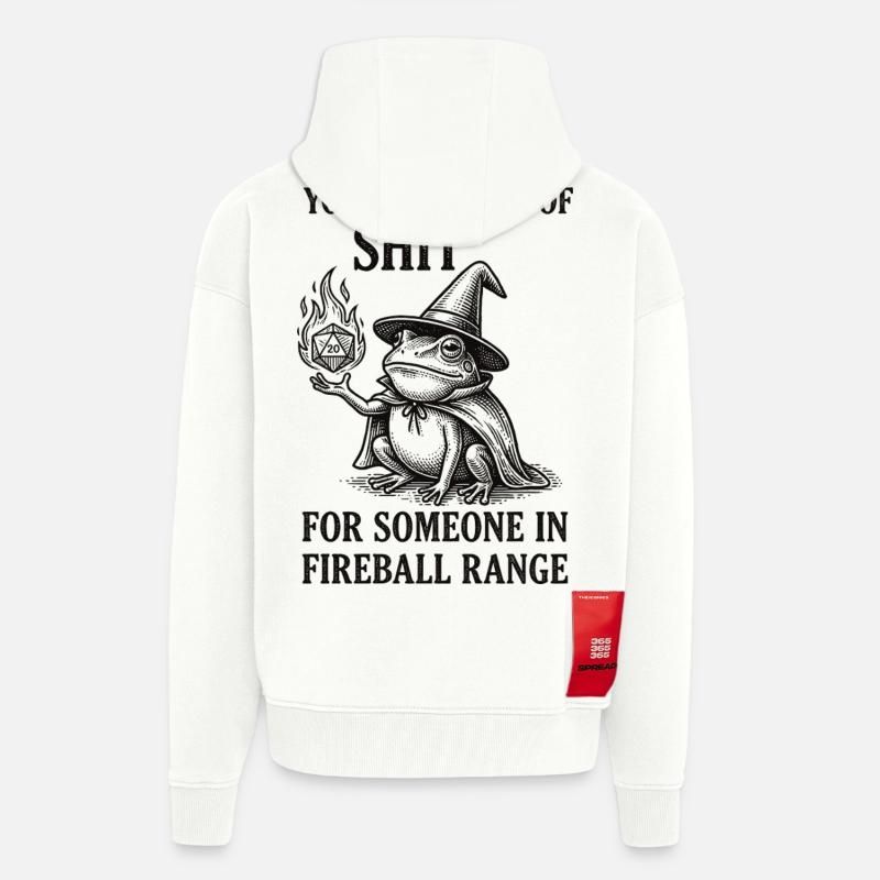Fireball Range – RPG Magicien Grenouille Drôle - Veste à capuche bio épaisse oversize fabriqué en UE - OFF WHITE