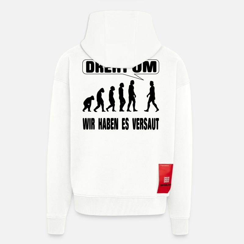 Evolution - We screwed it up - Zip Hoodie - made by SPREAD - OFF WHITE