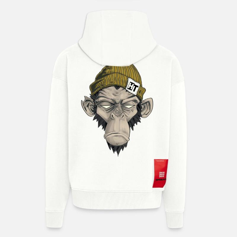 Rap Monkey - Veste à capuche bio épaisse oversize fabriqué en UE - OFF WHITE
