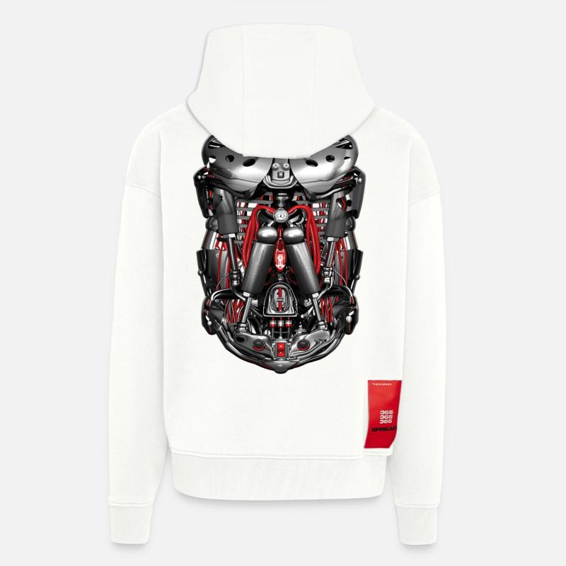 CYBORG ARMOR - geek & scifi - Veste à capuche bio épaisse oversize fabriqué en UE - OFF WHITE