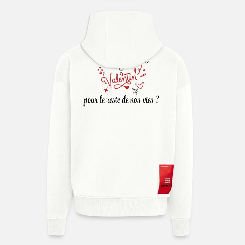 Demande en mariage, Saint-Valentin, Romantique - Veste à capuche bio épaisse oversize fabriqué en UE - OFF WHITE