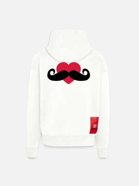 heart moustache / love moustache - Zip Hoodie - made by SPREAD - OFF WHITE