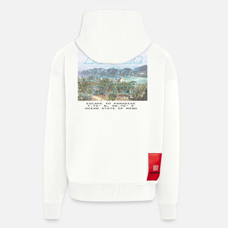 Rêve d’île tropicale - Veste à capuche bio épaisse oversize fabriqué en UE - OFF WHITE
