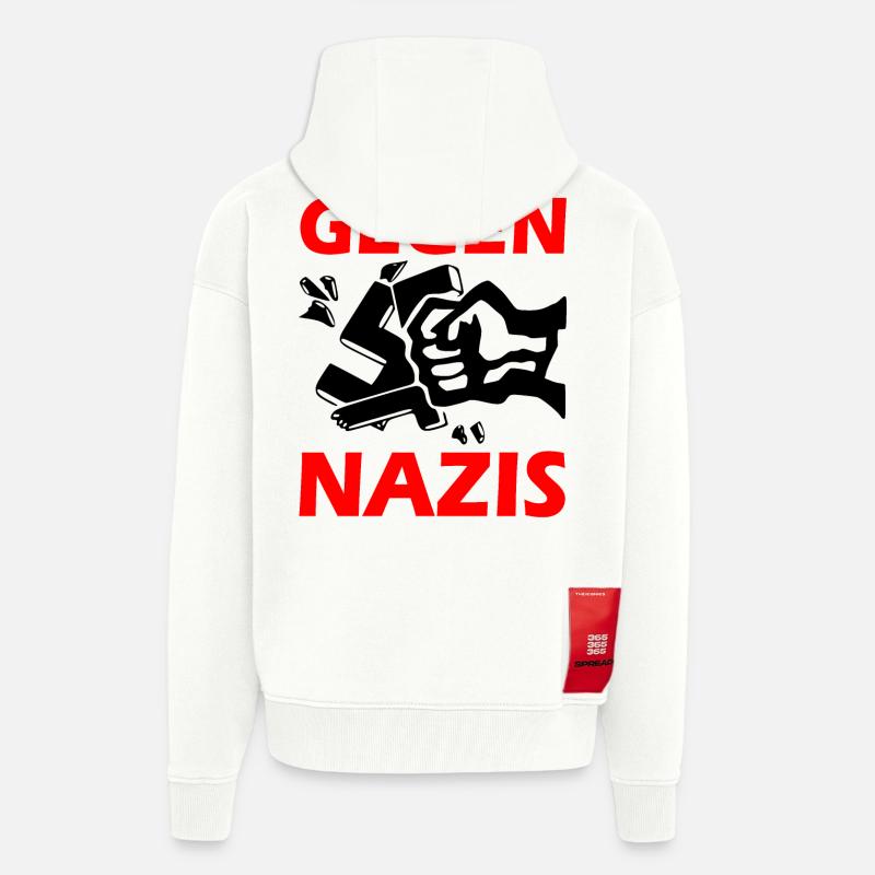 Gegen nazis faust - Zip Hoodie - made by SPREAD - OFF WHITE