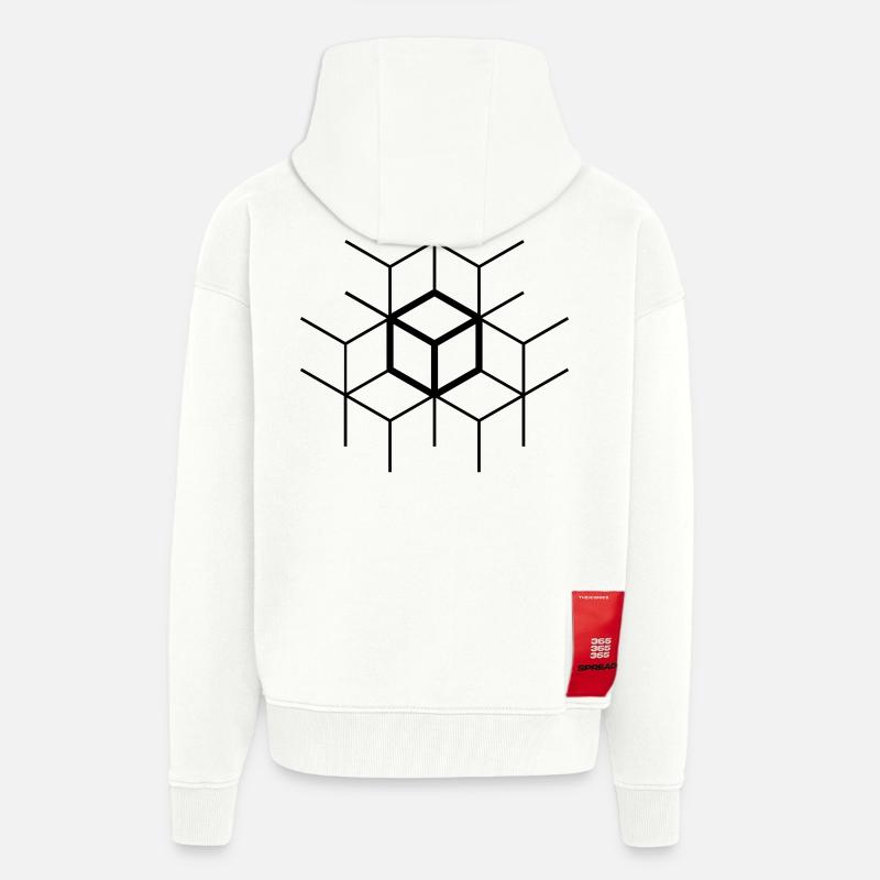 Cubes simples web - Veste à capuche bio épaisse oversize fabriqué en UE - OFF WHITE