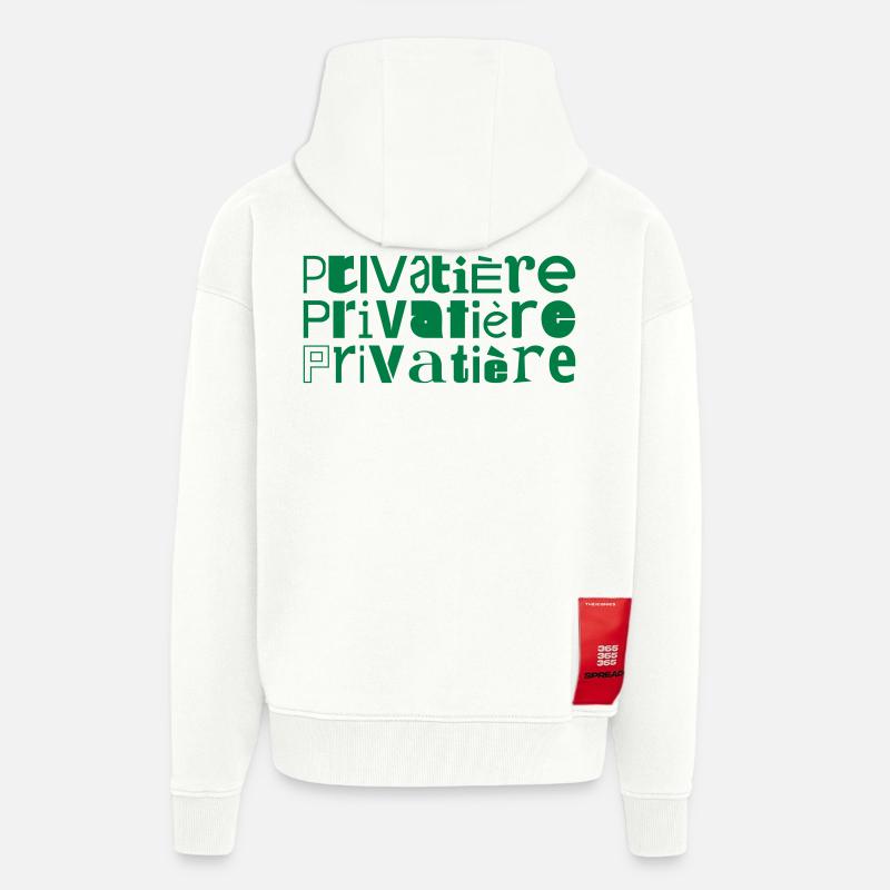 Privatisation Privatisation mot devise dire - Veste à capuche bio épaisse oversize fabriqué en UE - OFF WHITE