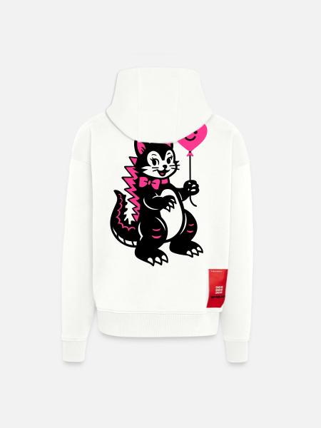 Monster Cat Pink - Zip Hoodie - made by SPREAD - OFF WHITE