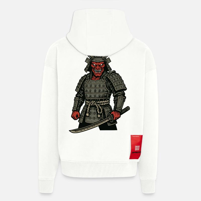 Oni Samurai - Dämonischer Krieger - Zip Hoodie - made by SPREAD - OFF WHITE