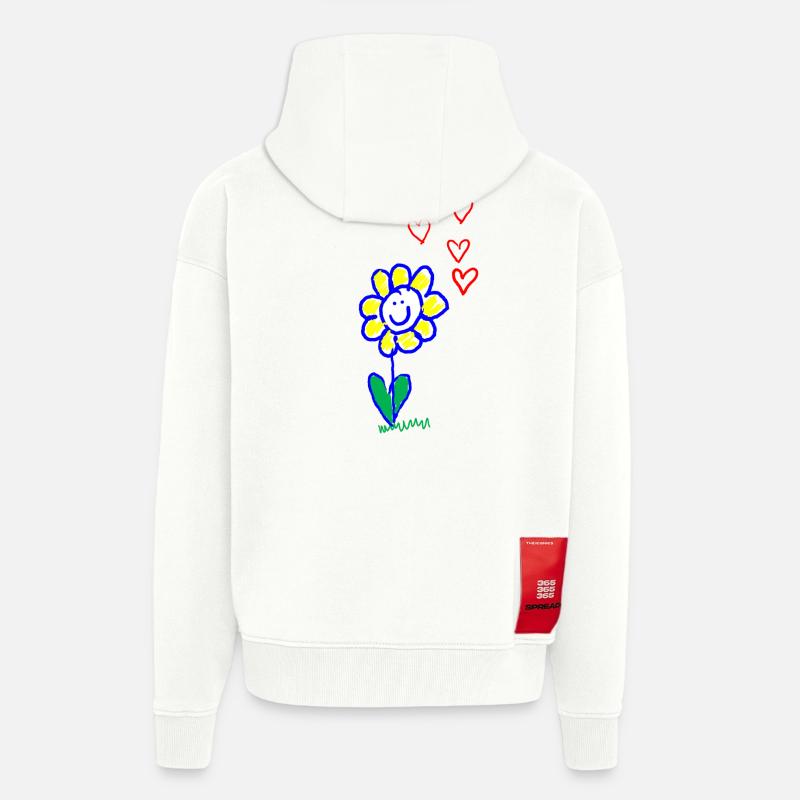 Joyeuse fleur - Veste à capuche bio épaisse oversize fabriqué en UE - OFF WHITE