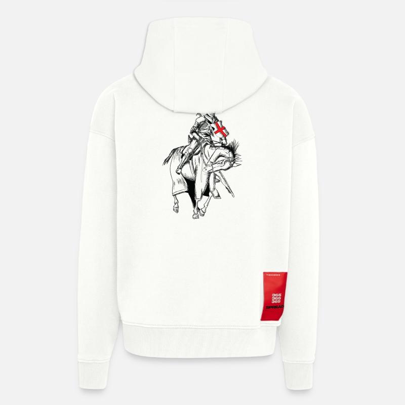 Chevalier - Croisé - Chevalier - Épée - Veste à capuche bio épaisse oversize fabriqué en UE - OFF WHITE