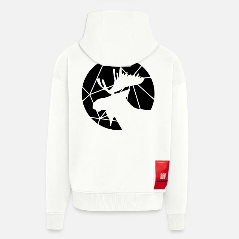 Moose grid pattern - Zip Hoodie - made by SPREAD - OFF WHITE