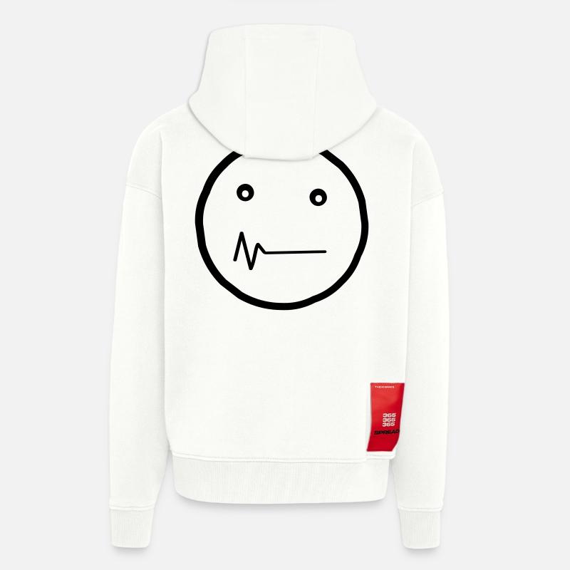 Detrill Smiley - Veste à capuche bio épaisse oversize fabriqué en UE - OFF WHITE